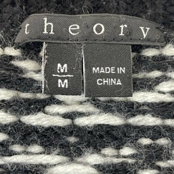 Theory Tommy P Fine Ultra 100% Wool Sweater Fair Isle Size Medium - Picture 4 of 7